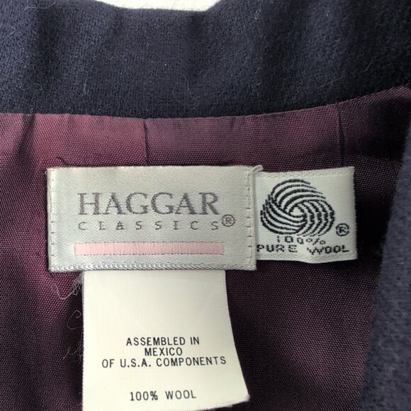 Vintage Haggar Tailored 100% Pure Wool Suit Jacket Women's 12 Deep Plum - Picture 2 of 10